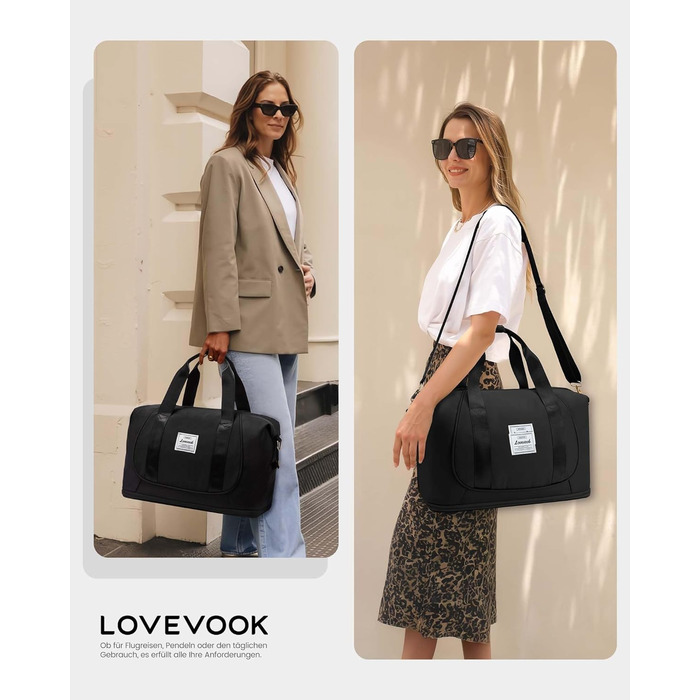 LOVEVOOK Сумка ручної поклажі Ryanair, 40x30x20 см, розширювана, для подорожей, зелена (чорна)