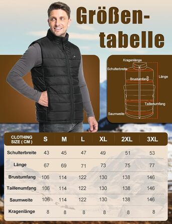 Обогревна жилетка Miss Doozy з Powerbank 10000mAh, 6 зон нагріву, 3 режими температури - для чоловіків та жінок, Outdoor, мотоцикл, туризм, XXL