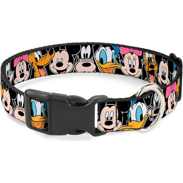 Гермо-нашийник Buckle-Down з класичними персонажами Disney, чорний, пластик, M (11-17 дюймів, 2.5 см)
