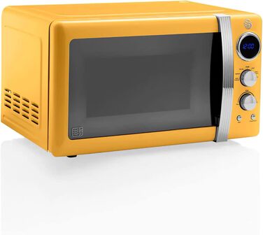 Мікрохвильова піч Swan Retro SM22030YELNEU 20л, жовта, 800W, мікрохвилі з функцією розморожування та таймером 60 хв