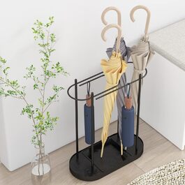 Металевий підставка для парасольок uyoyous, чорний, з піддоном, 53x36x18,5 см, кутовий тримач для парасольок