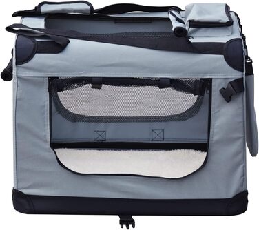 Складана переносна переносна коробка для собак та котів Fudajo, сіра, розмір S (50x35x35 см)