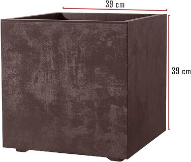 Великий пластиковий кашпо Kreher XL Millennium 40 л, коричневий, імітація натурального каменю