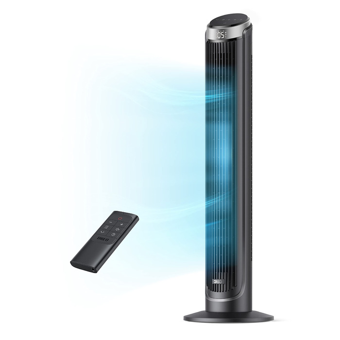 Вентилятор підлоговий Smart DREO з пультом, Wi-Fi, таймером 12 год, сріблястий. Охолодження для спальні, 5 режимів, 4 режими роботи, дистанційне керування, Alexa
