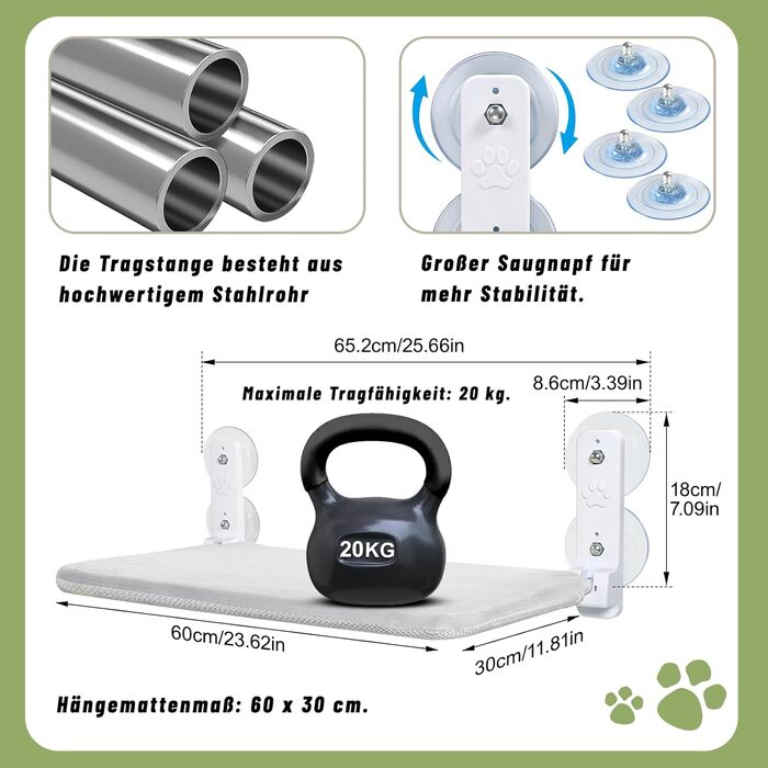 Кігтеточка-ліжко для котів на вікно 60x30 см, сіра, XL, до 20 кг