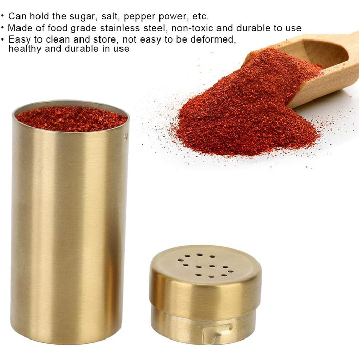 Набір для спецій Nikou: 2 шт. скляні солілки та перечниці з нержавіючої сталі, золоті