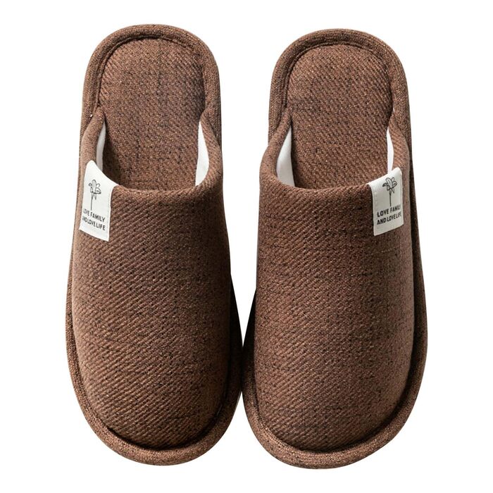 Зимові домашні тапочки з льону, дихаючі, для гостей, в приміщення, антиковзкі, для жінок та чоловіків, для дому, готелю (40/41 EU, Коричневий)