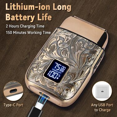 Електричний гоління для чоловіків Ufree: фольговий електробритва, триммер для бороди, бездротовий, акумуляторний