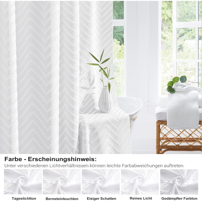 Штора для душу BTTN 180x200 см, бохо-стиль, бежева з пензликами, водонепроникна, з 12 гачками