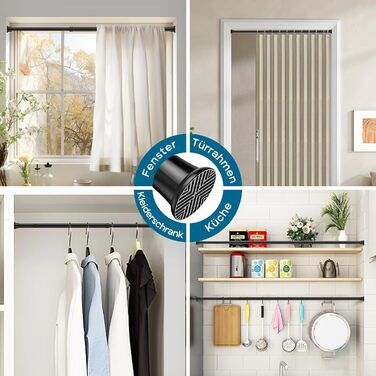 Штанга для душу AIZESI без свердління, 60-120 см, чорна, телескопічна, для вікна, шафи, ванної кімнати