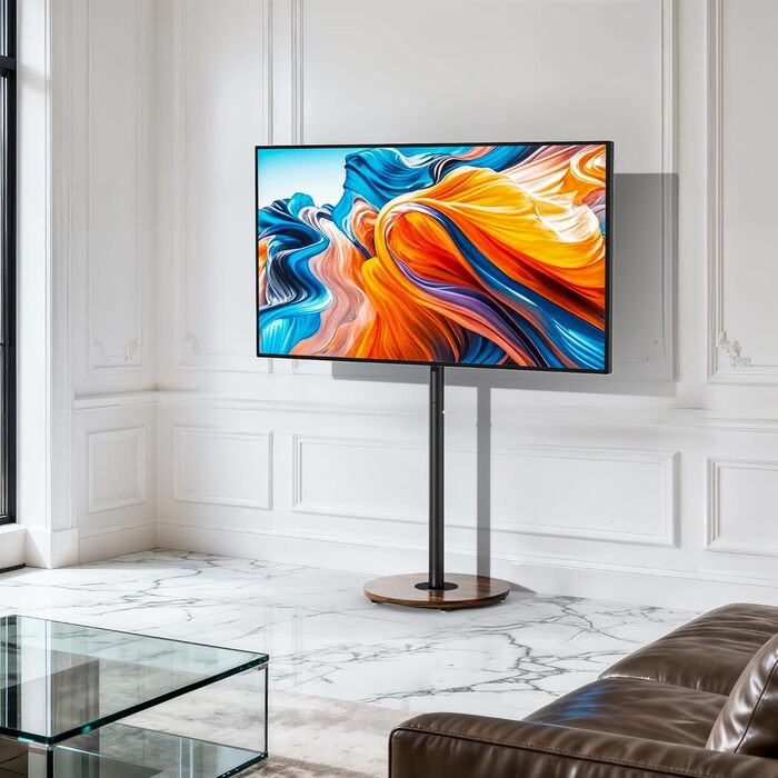 Підставка для телевізора Unho з регульованою висотою та коліщатками, для екранів 40-75 дюймів, VESA 600x400 мм, до 50 кг (Чорний)