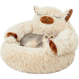 Jiupety Dog Bed, Fluffy Camel Shape, Donut Dog Bed for Small Dogs, Orthopedic Dog Bed Size L (69 x 69 x 36 cm), Washable Dog Bed, Indoor Dog House, Camel (L 51 cm x W 51 cm x H 33 cm)