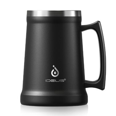 Термокружка для пива Ideus® з нержавіючої сталі, 710 мл, 24oz, з ручкою, для Октоберфесту (чорна)