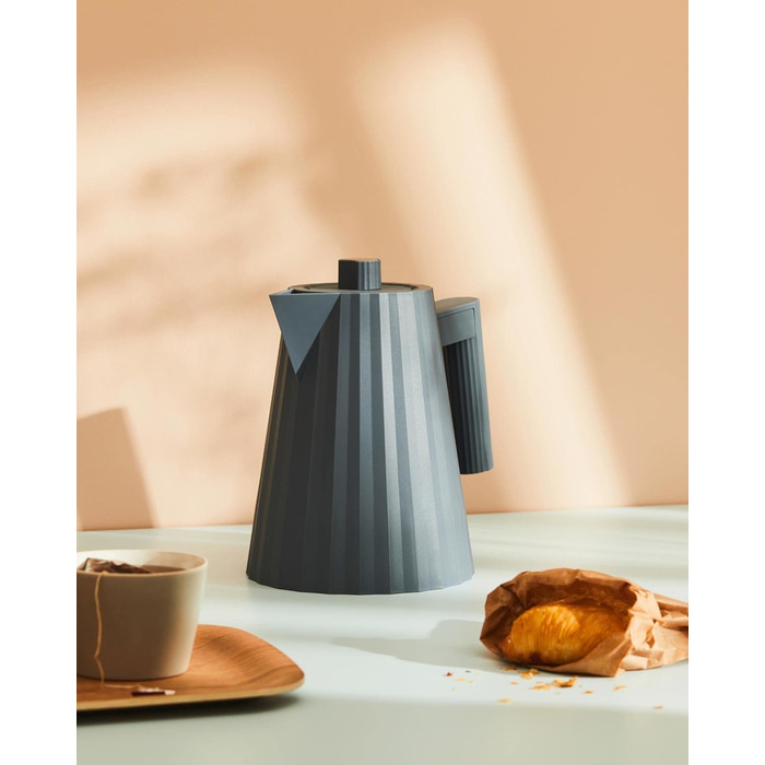 Alessi Plissé Electric Kettle - 1.0L, 2400W, Gray - Thermoplastic Resin, European Plug