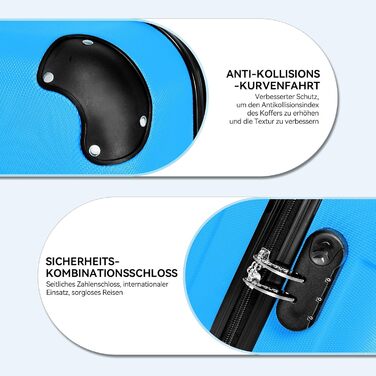 Чохол-валіза Beibye: валіза-роликовий багаж з кодовим замком, 4 колеса (Чорний, Цяново-синій, Набір валіз)