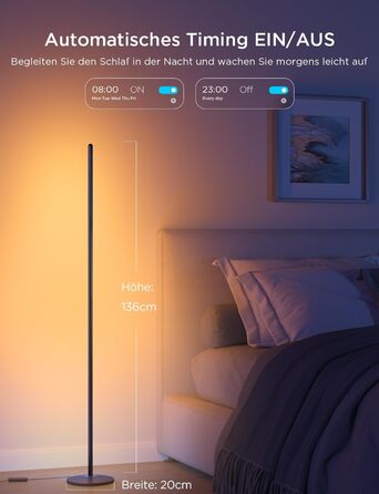 Govee LED-лампа RGBIC з Wi-Fi, диммування, сумісна з Alexa та Google Assistant, 16 млн кольорів, 58 режимів, музичний режим, DIY для ігор та сну, чорний, 1 шт.