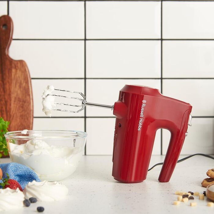 Міксер Russell Hobbs Desire Red 350W з 5 швидкостями та пульсатором, 2 насадки, червоний