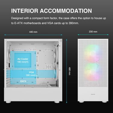 Корпус для ігрового ПК Gamdias Talos M3 Mesh WH, ATX Mid-Tower, 3 x 120 мм ARGB вентилятори, сітчаста передня панель, скло, білий