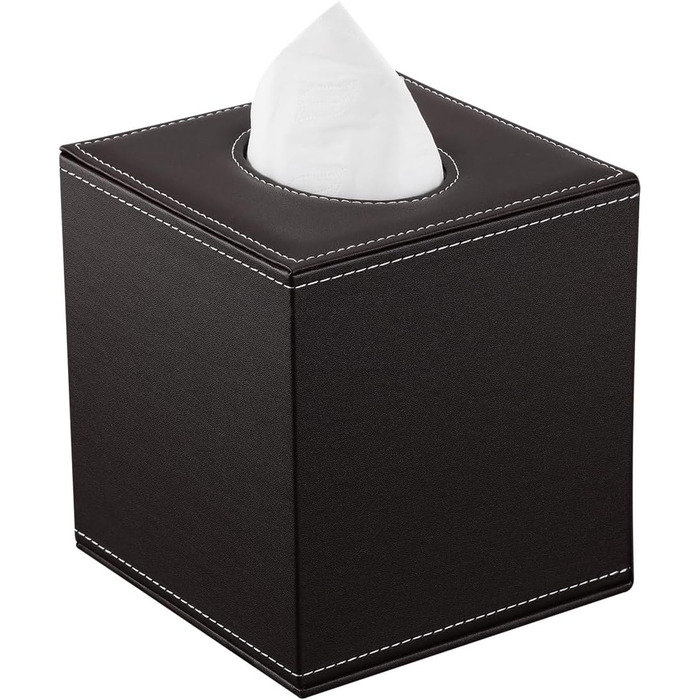 KINGFOM Скляна коробочка для серветок, шкіряна обкладинка, органайзер для дому, авто, офісу (коричневий)