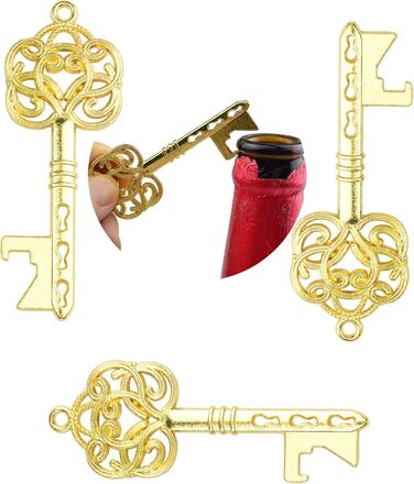 Makhry 50-Piece Vintage Key Bottle Openers Wedding Key Skeleton Key Bottle Openers Wedding Guest Gifts Set with Pillow Boxes and Label (Antique Gold)