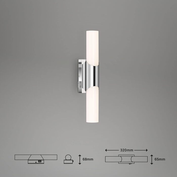 Briloner Leuchten - LED Bathroom Light, IP44 Bathroom Lamp, 11 Watt, 1300 Lumens, 4000 Kelvin, Chrome-White, 470x65x68mm (LxBxH)