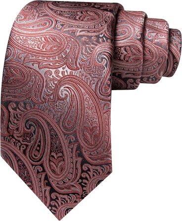 Шовкова краватка Paisley Barry.Wang з затискачем, хустинкою та запонками, рожево-сірий, для весілля, вечірки, ділового стилю