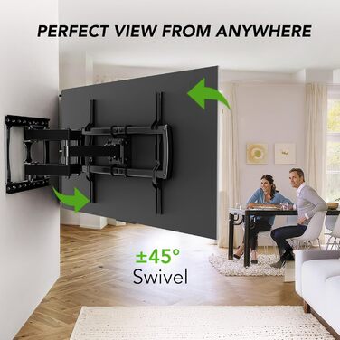 Adjustable TV Wall Mount for LED, LCD, OLED, and Plasma TVs - 26-65 Inch, Up to 50kg, VESA 400x400mm, Black
