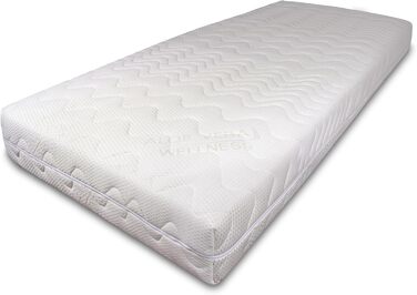 BONEX Komfort Mattress Cover for mattresses with overall dimensions of 90x200cm - 16 - 18 cm high - Double-weave fabric with ALOE VERA - Suitable for allergy sufferers - Washable at 60 degrees - 4-sided zipper, White and Green