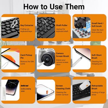 Набір для чищення екрану ноутбука, клавіатури, 20-в-1, Airpod, багатофункціональний, для комп'ютерів, камер