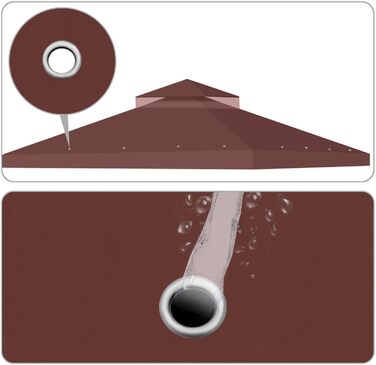20.3 x 20.3 cm Gazebo Replacement Canopy Cover, Waterproof Cover for Outdoor Gazebo, Double-Tiered, UV30, Awning Cover, Garden, Terrace, Courtyard Tent (brown)