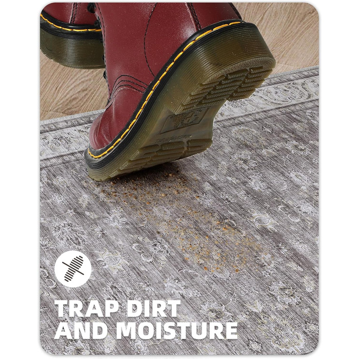 Килимок для дому COLOR&GEOMETRY 60x90 см з TPE-покриттям, сірий (бежевий та сірий-02), низький профіль, легко миється