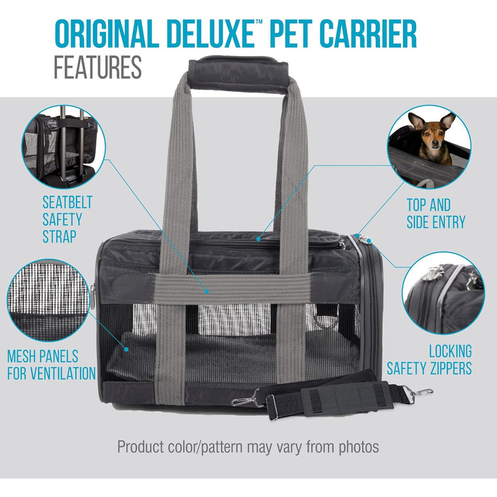 Транспортна переноска для тварин Sherpa Original Deluxe, антрацит, розмір M (43x28x27 см), схвалена авіаперевізниками