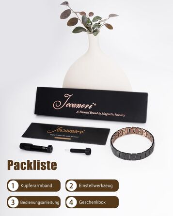 Масивне браслет з міді для чоловіків Jecanori, регульований розмір, магнітний браслет з 3500 Гаусс, подарункова коробка чорного кольору