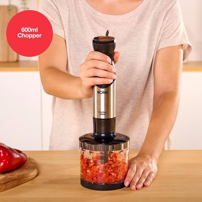 Блендер Solac Pro Chef 1000 Stabmixer: потужний, з нержавіючої сталі, 1000 Вт, 3 насадки