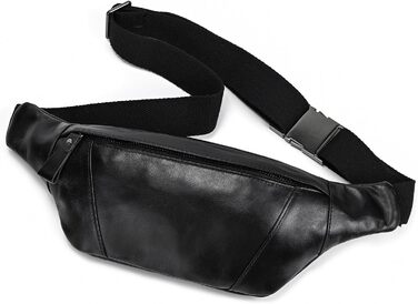Чоловіча/Жіноча поясна сумка з натуральної шкіри Vintage, чорна, 1034