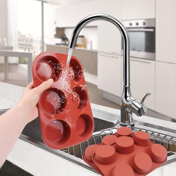 BAKER DEPOT силіконова форма для випікання, 6 осередків, кругла, для мафінів, кексів, хліба, мила, набір 2 шт.