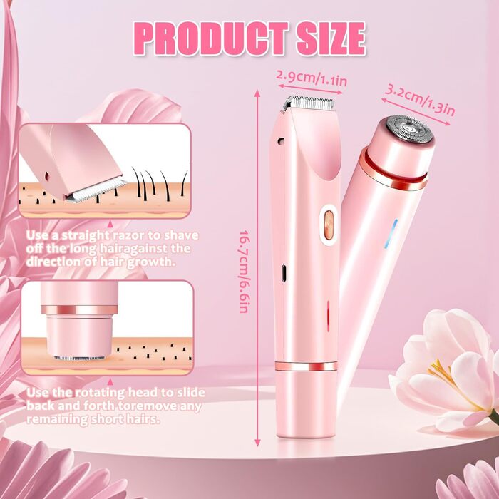 Електричний жіночий триммер Intimrasierer 2-в-1 для інтимної зони, рожевий