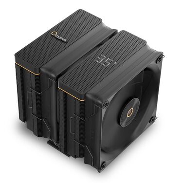 Ocypus Iota A62 BK: Кулер для CPU з цифровим дисплеєм, 6 теплових трубок, 2 вентилятори 120mm, підтримка AMD AM4/AM5, Intel LGA 115X/1200/1700/1851