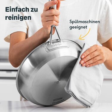 SILBERTHAL 3-Piece Stainless Steel Non-Stick Fry Pan Set - 20, 24, 28cm - Induction Compatible, Oven Safe