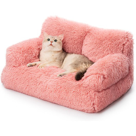 MEWOOFUN Stylish Cat Bed Cat Sofa Fluffy - 76x45cm Large Cat Bed Plush Cat Couch for Small Dogs and Cats Removable and Washable (pink)