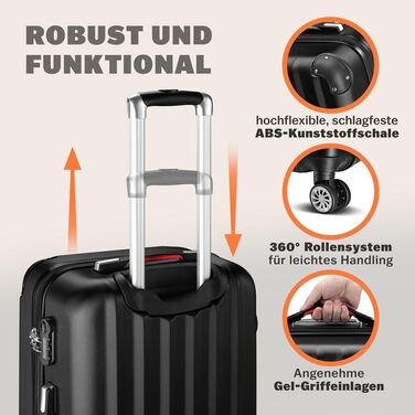 Набір валіз Monzana® Baseline 3шт (M-L-XL) з жорстким корпусом, 4 колеса, чорний