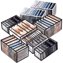 9 Pack Washable Closet Organizer, Stackable Storage Box Foldable Clothes Drawer Mesh Divider Box, Jeans Organizer Drawer Dividers for Clothes Pants Jeans T-Shirt Underwear