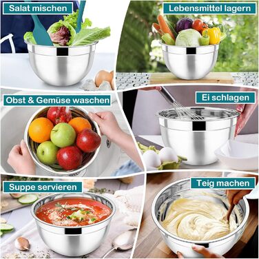 Homikit Mixing Bowls, 7-Piece Stainless Steel Bowl Salad Bowl Set with Airtight Lid for Cooking/Baking/Serving, Nesting, Dishwasher Safe, 6.5/4.5/2.7/2.5/1.5/1.2/0.7L, Blue