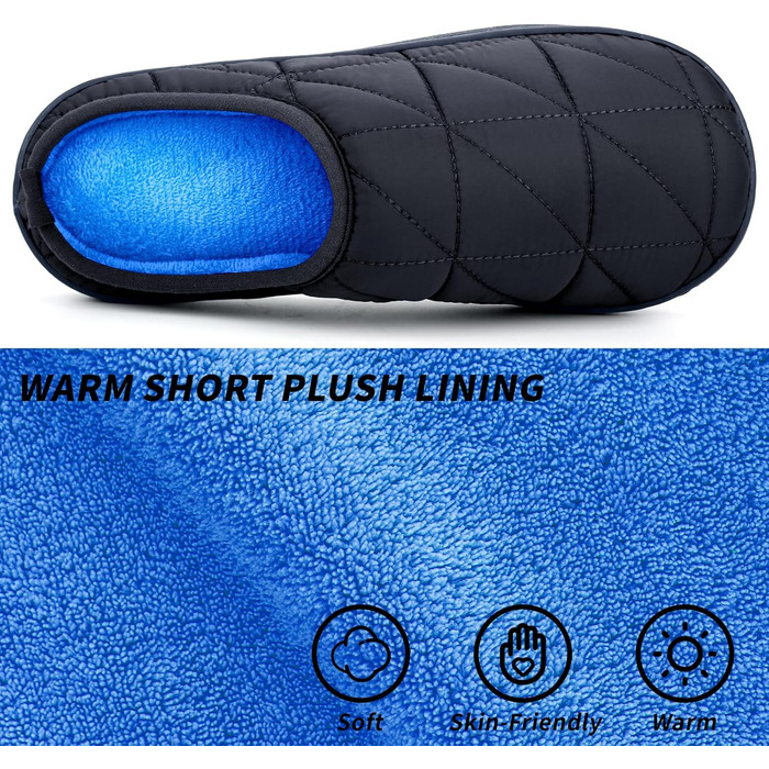 Тапочки домашні жіночі/чоловічі зимові теплі, плюшеві, м'які, зручні з memory foam, антиковзні, двоколірні, для дому та вулиці, 38/39 EU, чорні