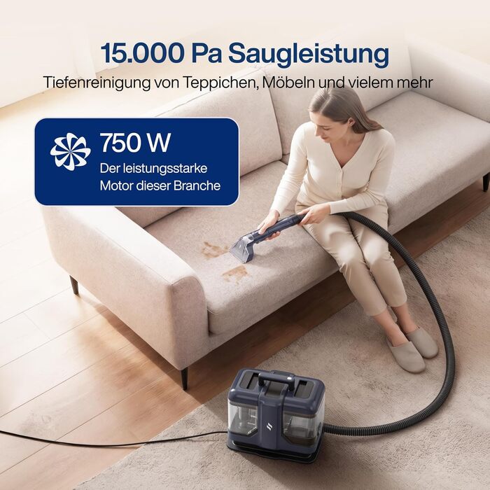 Samako PowerClean V2: Портативний мийний пилосос для м'яких меблів, килимів, матраців та автокрісел. 750 Вт