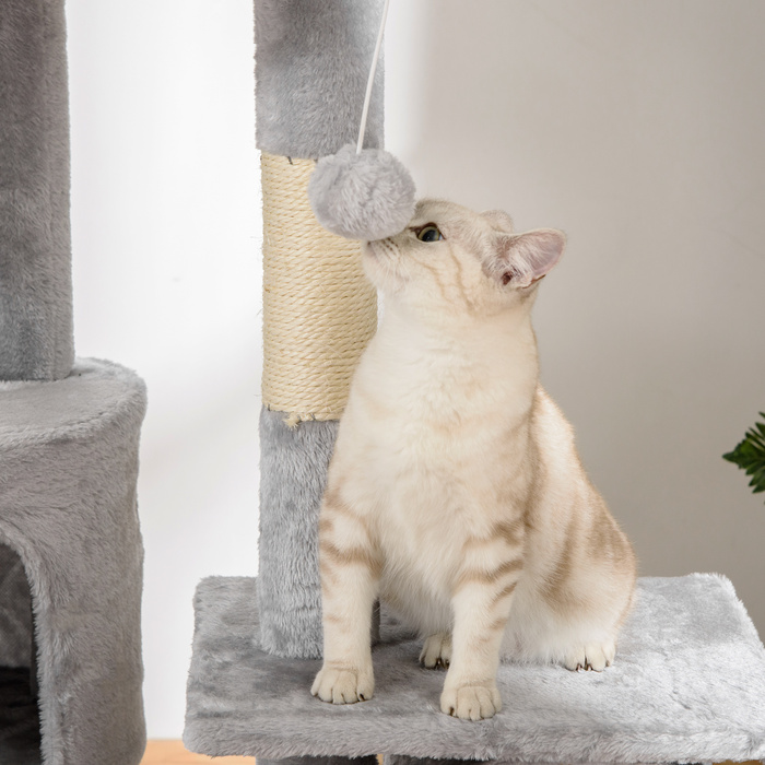 PawHut Драбина для котів, котячий комплекс, висота 240-260 см, з сизалю, крізь котячий ліс, світло-сірий, недорого для любителів котів