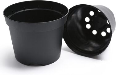 Prime Garden® Круглі пластикові горщики для розсади та квітів, чорні, 31 см, 12 л, набір 10 шт, для дому і вулиці