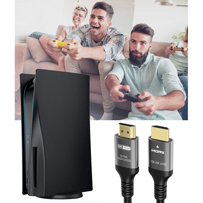 HDMI кабель Ubluker 48Gbps 2м, 8K 60Hz, 4K 240Hz, HDR10+, ARC, eARC, HDCP2.3, для PS5, Xbox, TV, PC, Roku, Netflix