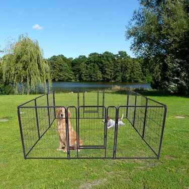 Набір вольєрів для собак SUBTLETY з дверима та ґрунтовими анкерами. Фолдіруваний вольєр для собак, загін для цуценят, захисний загін для тварин. Підходить для саду, кемпінгу (12 шт.)