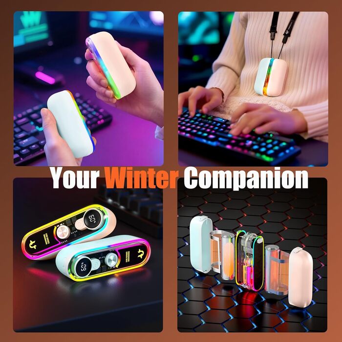 Електричний грілка для рук та кишеньковий грілка 2-в-1, USB, 4 режими нагріву, для кемпінгу, риболовлі, подарунок